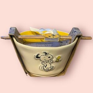Rae Dunn x Peanuts Snoopy Noodle Bowl w/ Chop Sticks Set
